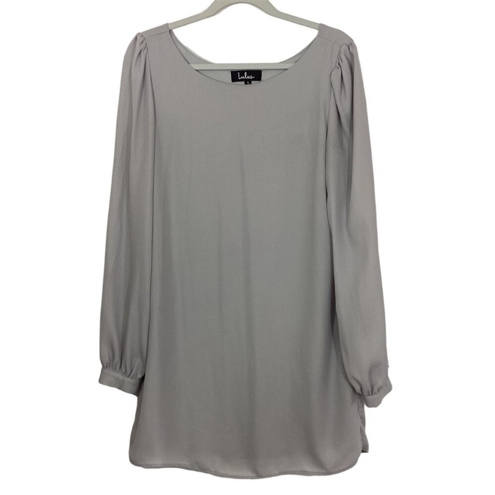 Lulu's Light Gray Long-Sleeve Shift Dress